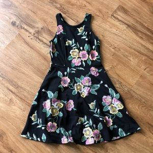 Black floral fit and flare dress